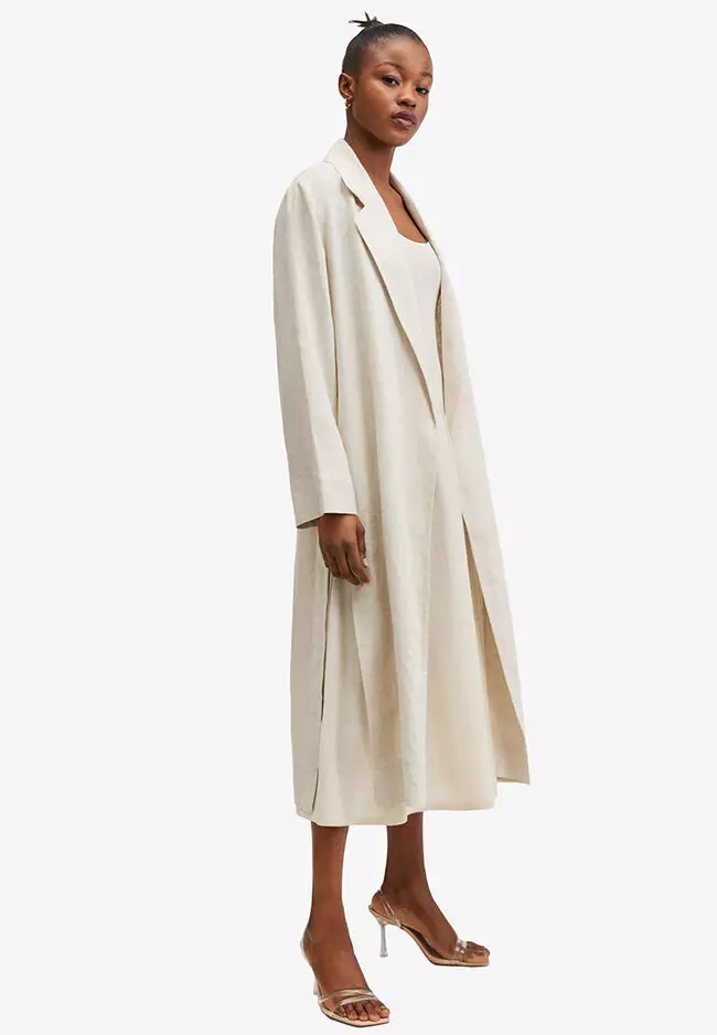 Mango linen clearance trench coat