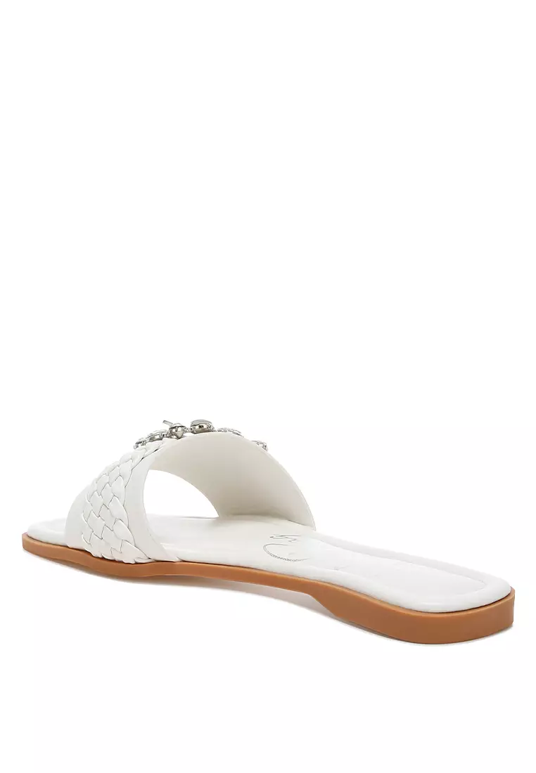 Sandal Datar Diamante Warna Putih