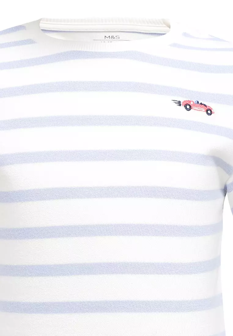 Cotton Blue Stripe Top Jean Outfit