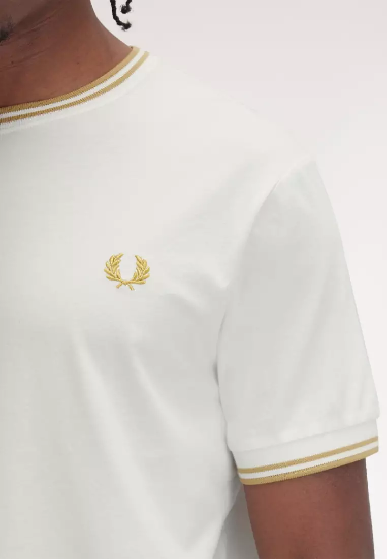 Fred Perry M1588 TWIN TIPPED T-SHIRT (Snow White / Honeycomb)