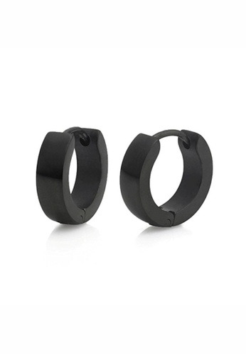 Elfi black Elfi Stainless Steel Hoop Earrings Black EL186AC29ROSMY_1