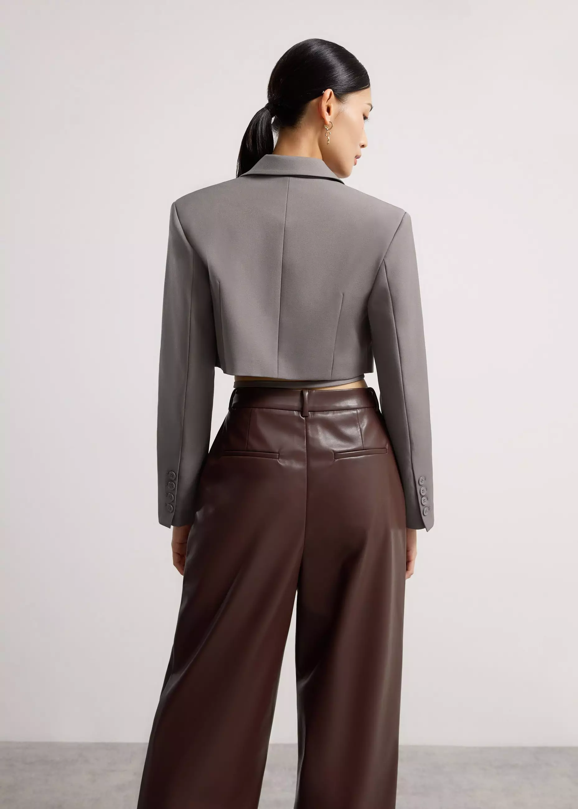 Blazer Wanita - RuchedReady® Oversized Front Wrap Crop Blazer