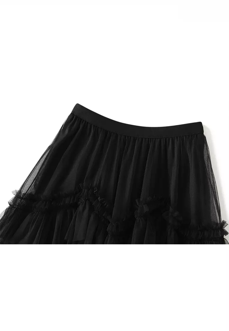 Spring/Summer Mesh Tiered Skirt AF-D1865