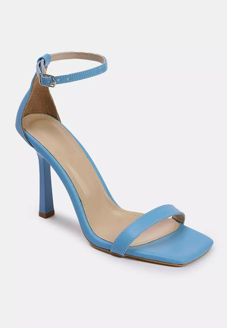 Baby Blue Ankle Strap Women's Thin Heeled Shoes Takss25To00097
