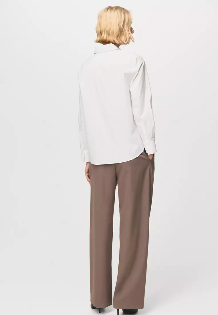 Cotton And Lyocell Blend Straight Shirt