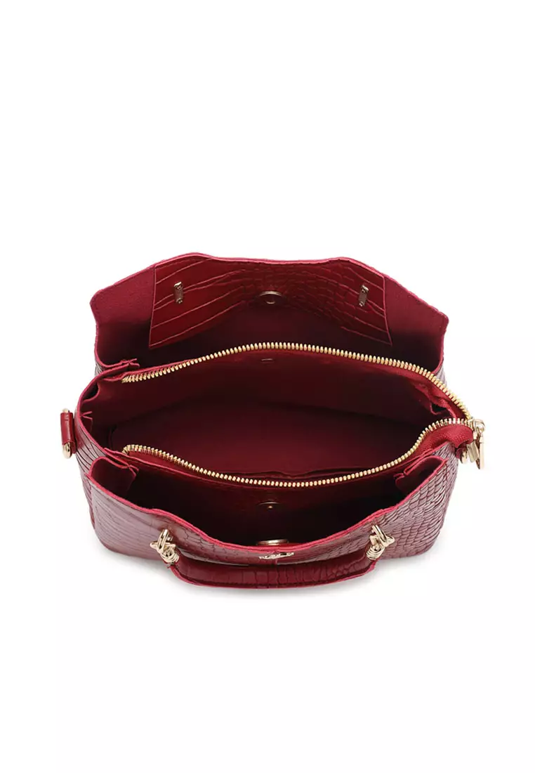 Women's 3-in-1 Handbag with Pouch & Purse (3-in-1 Tas Wanita & Dompet Wanita) - Merah