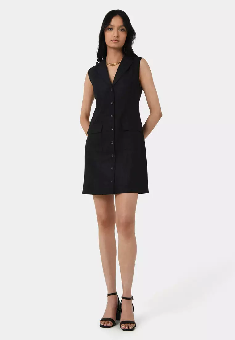 Valeria Buttoned Linen Dress