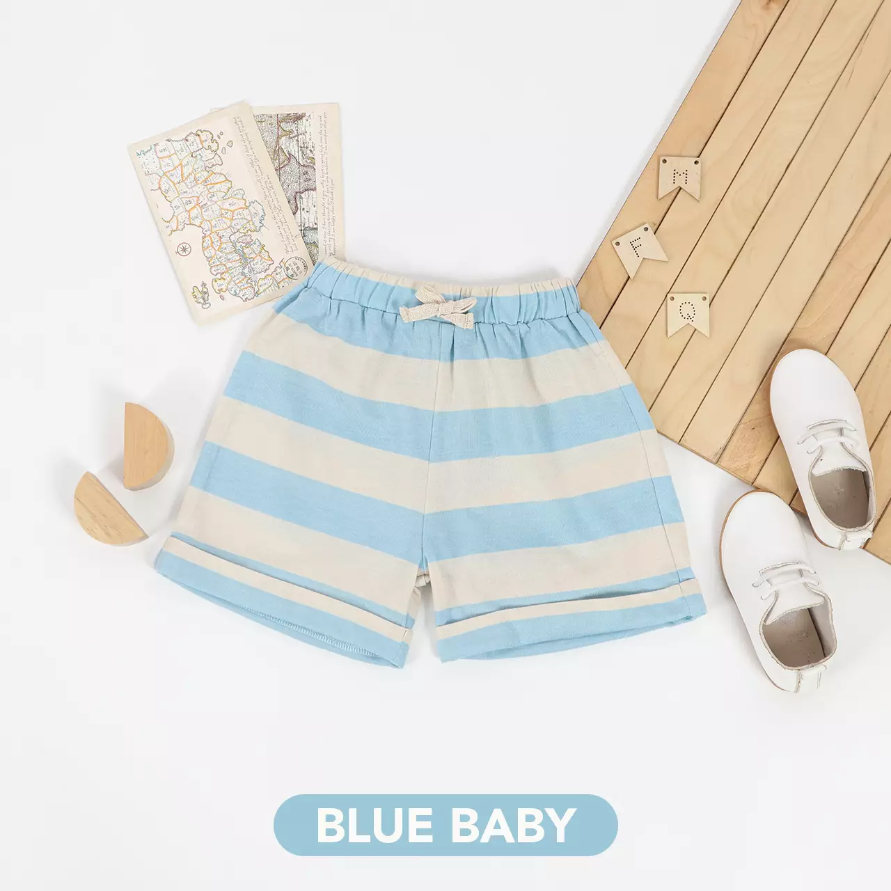 Mooi Celana Pendek Anak Joy Striped Short Pants - Blue Baby