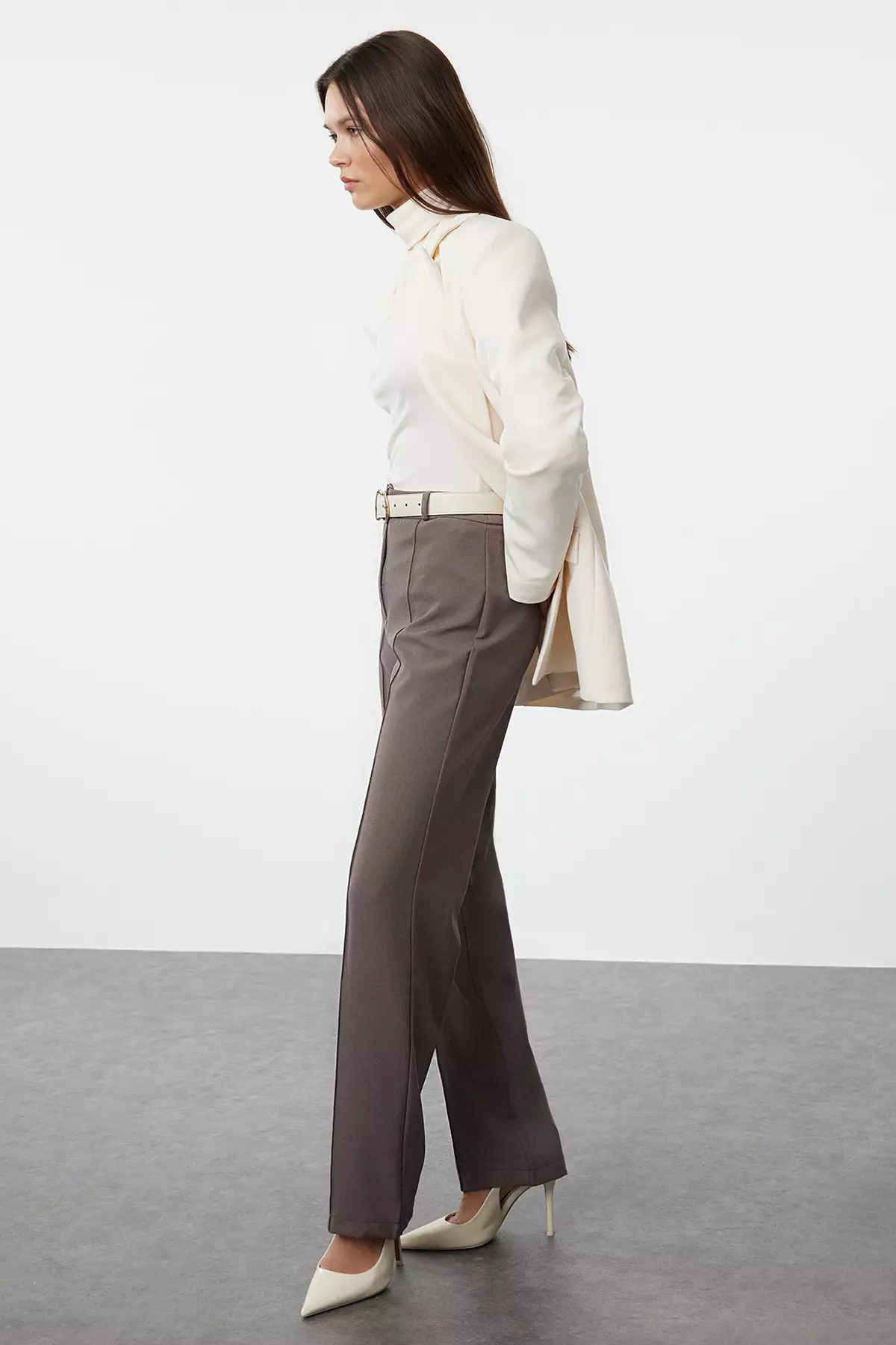 High Waist Straight Cut Trousers
