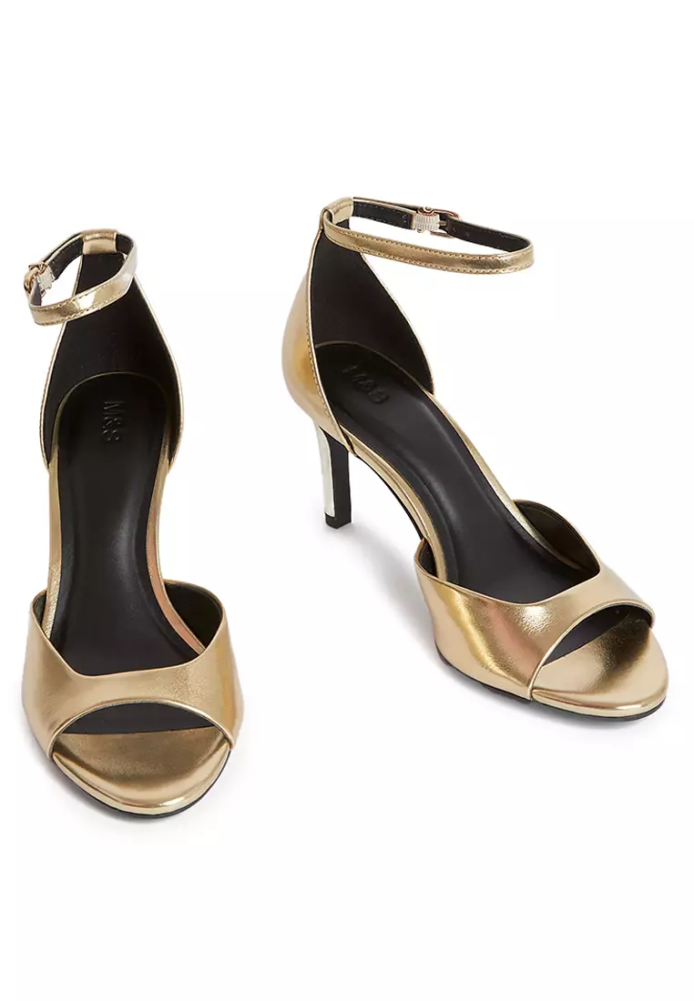 Patent Metallic Buckle Ankle Strap Stiletto Heels