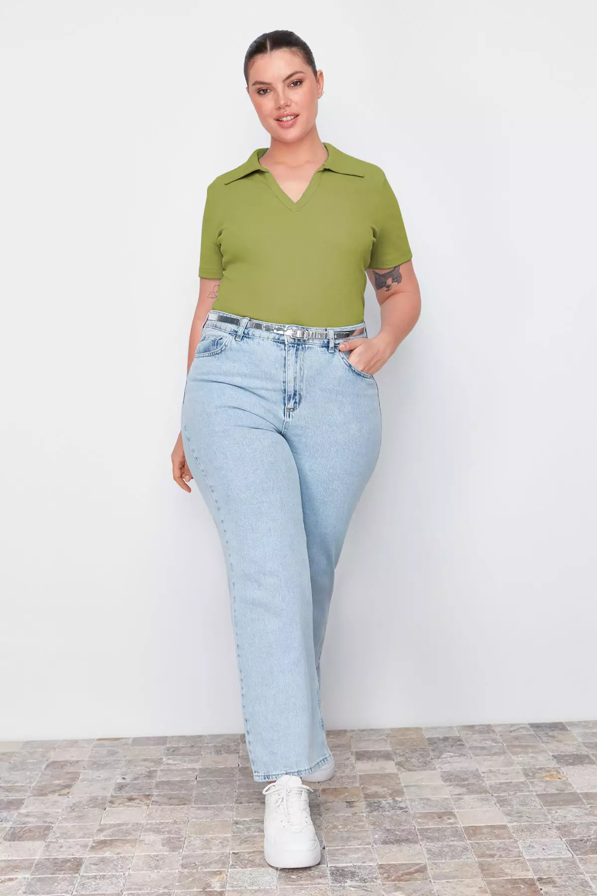 Plus Size Rib Polo Top