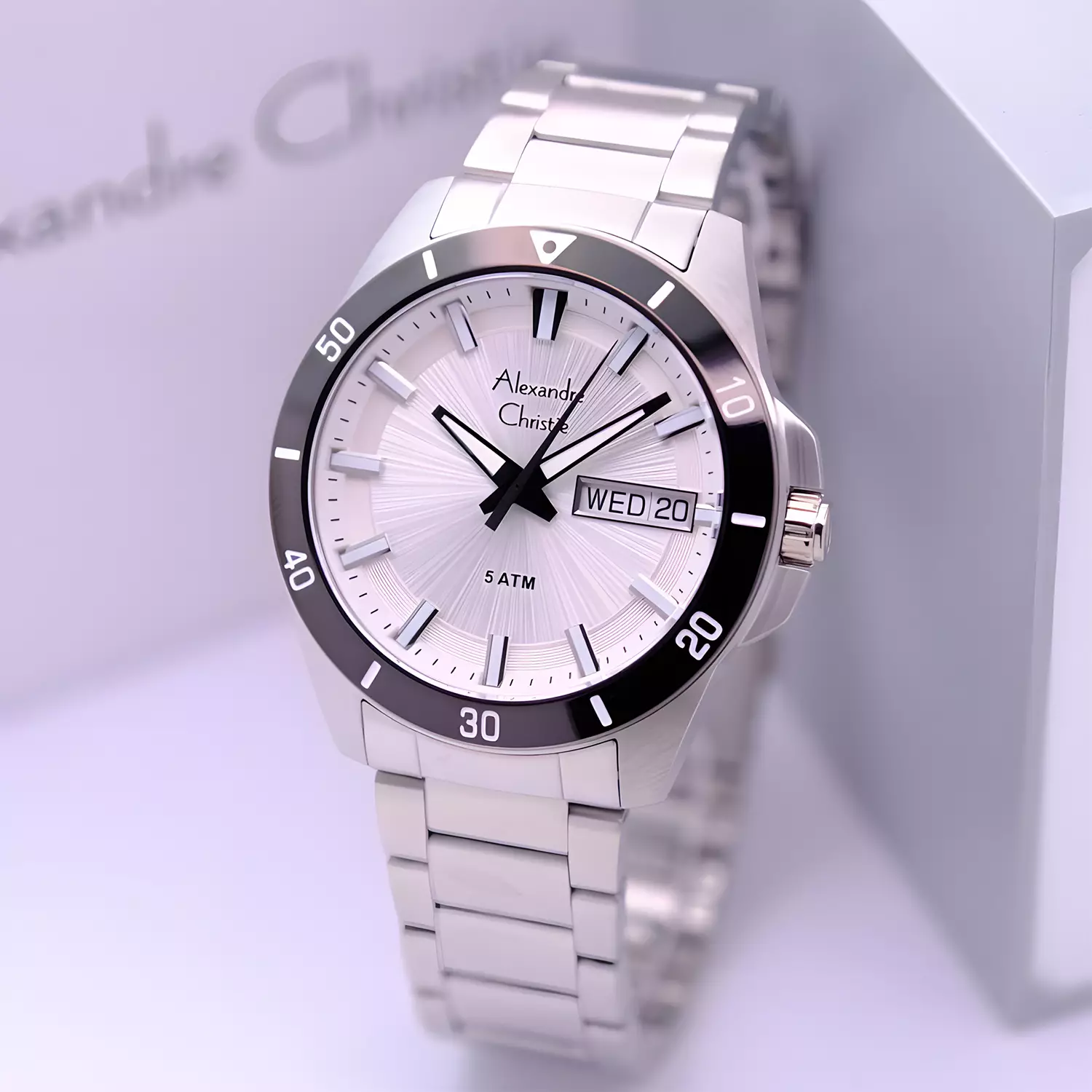 Jam Tangan Analog Pria - Two Tone Silver Stainless Steel - 6683 MEBTBSL