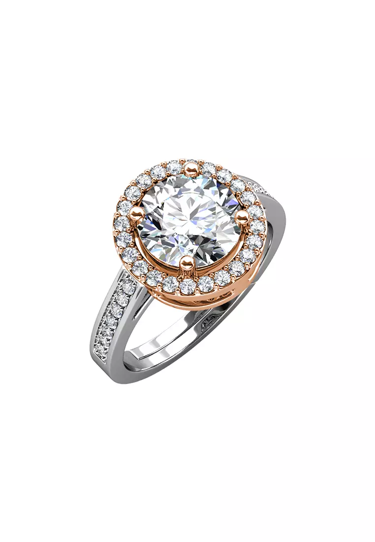 Berlian Moissanite Fantaisie Ring Rose Gold White [GRA CERTIFICATE MOISSANITE DIAMOND]  - Cincin 1ct Moissanite Diamond 925 Silver Celesta