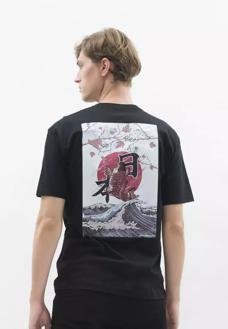 Kaos hitam tshirt polos houseofcuff motif Koi Black READY HINGGA 4XL