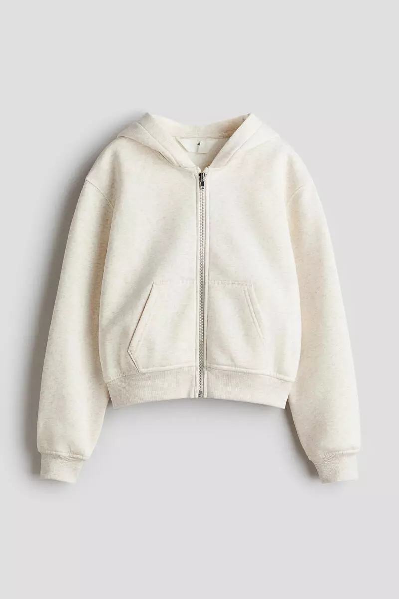 Zip-through brushed-inside hoodie