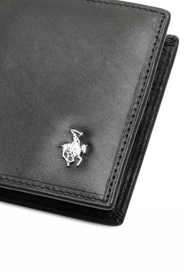 Men's RFID Blocking Tri Fold Wallet with Coin Compartment - Black