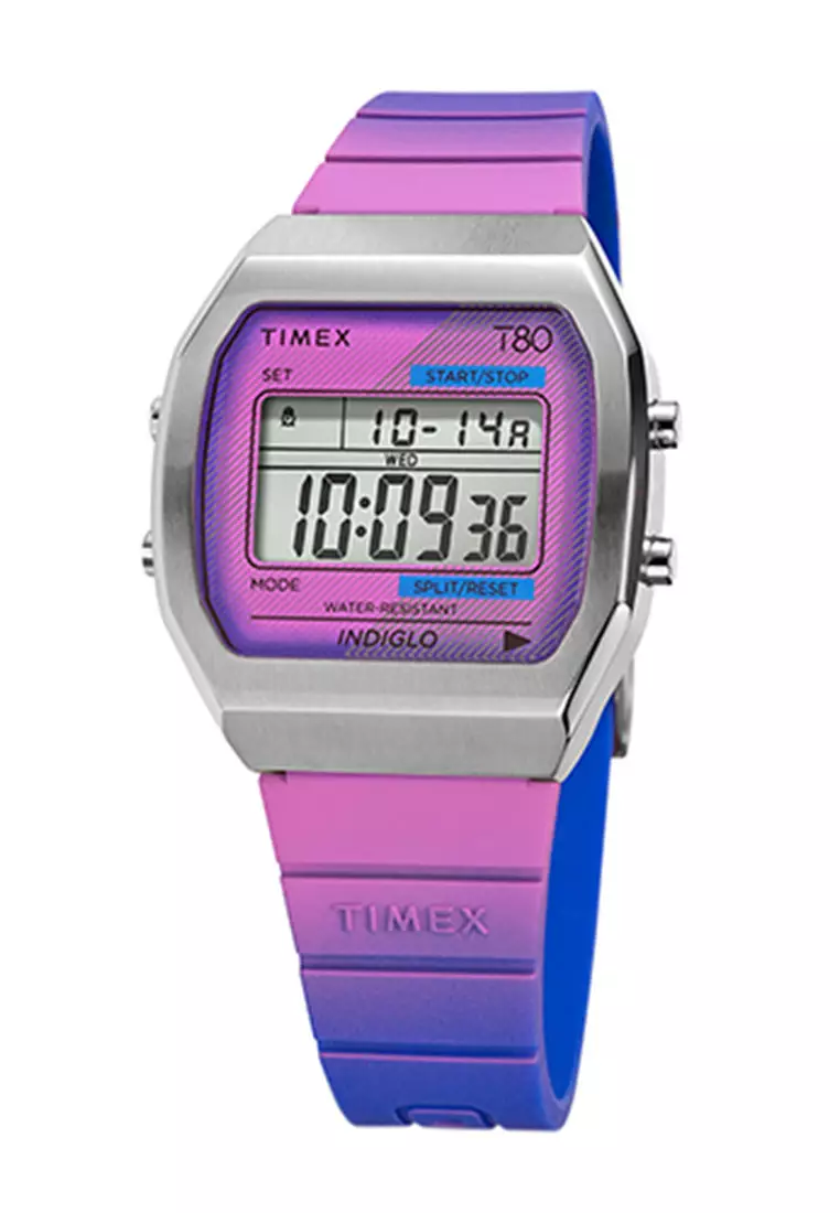 Timex Timex 80 Purple Resin Digital Digital Unisex Watch TW2V74600