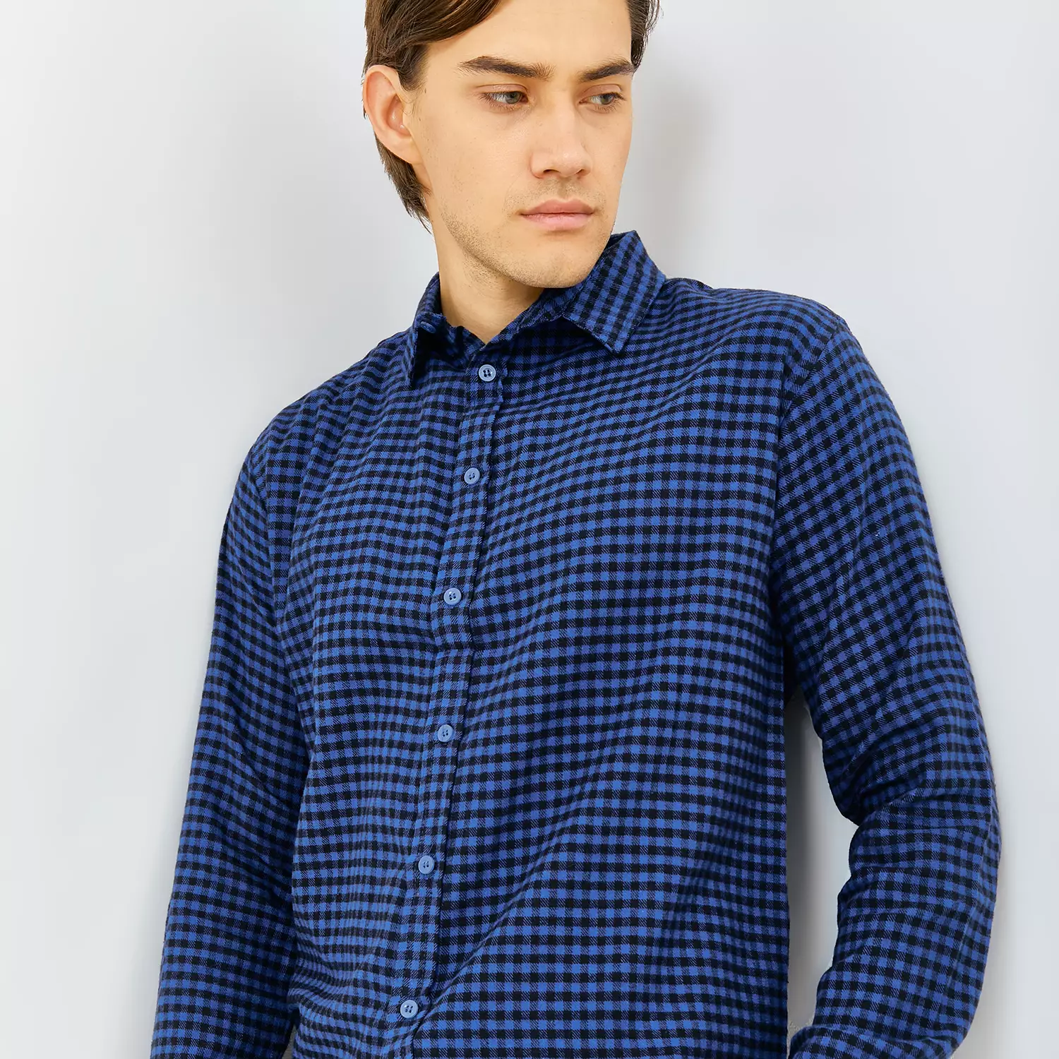 PAULMAY Kemeja Flanel Pria Lengan Panjang Biru 6706