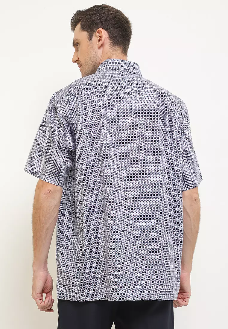Kemeja Lengan Pendek Pierre Cardin Printed De Romech - White Regular Casual