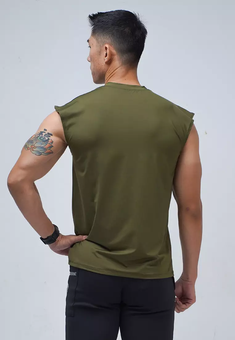 Tanktop Unfinished Sleeveless Essential series Army Green