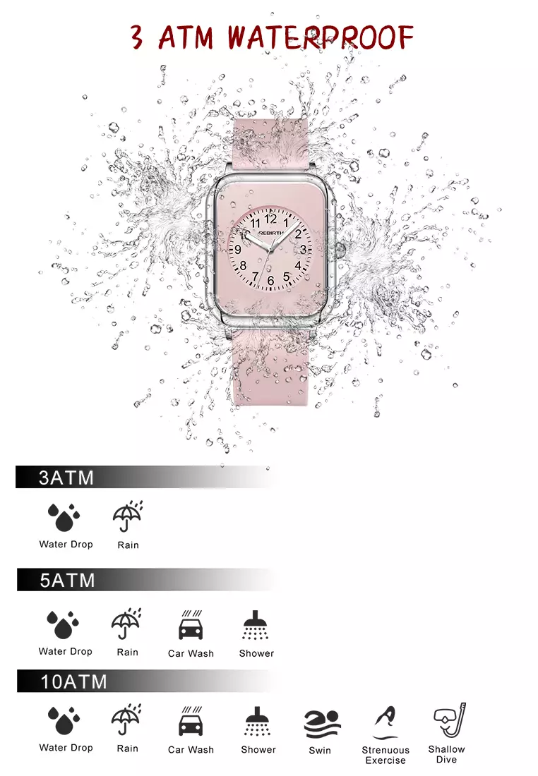 Jam Tangan Wanita Anggun Square Tali silikon Bisnis Display Kuarsa 3ATM Anti Air