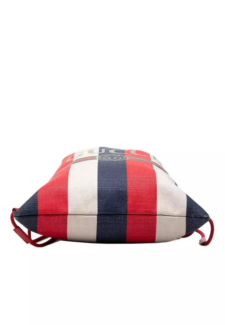 Pre-Loved Gucci Canvas Sylvie Baiadera Web Drawstring Backpack Gucci Pre-Loved Gucci Canvas Sylvie Baiadera Web Drawstring  main image 2