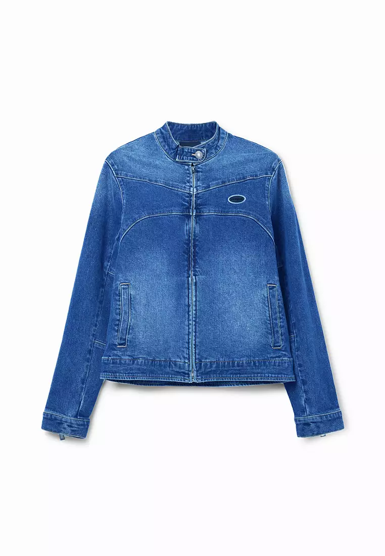 Desigual Woman Denim biker jacket.