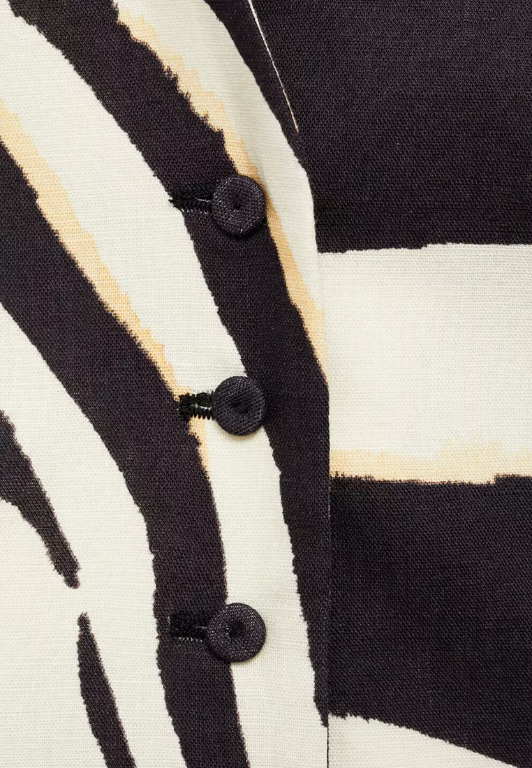Zebra-Print Linen-Blend Waistcoat
