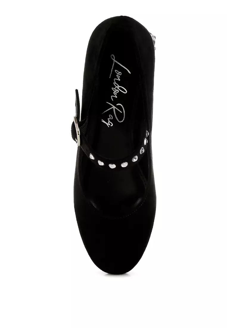 Studded Mary Jane Pumps In Black