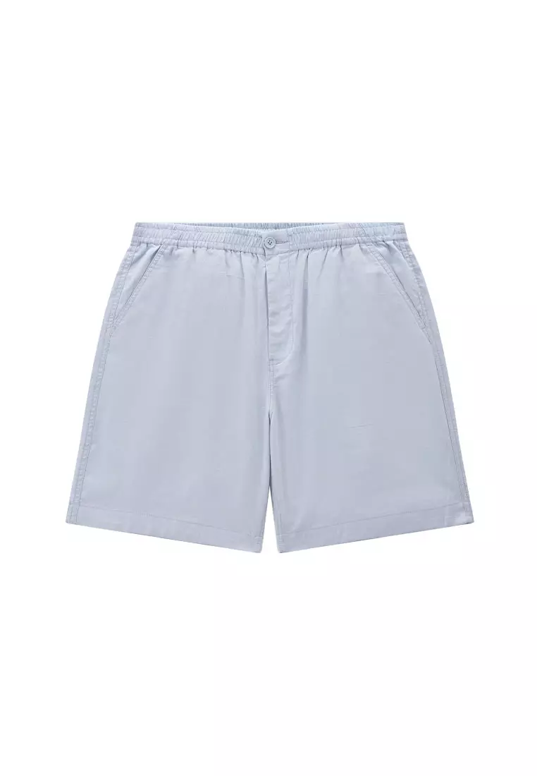 Korea Collection Men's Linen Cotton Elastic Waist Shorts 01106597