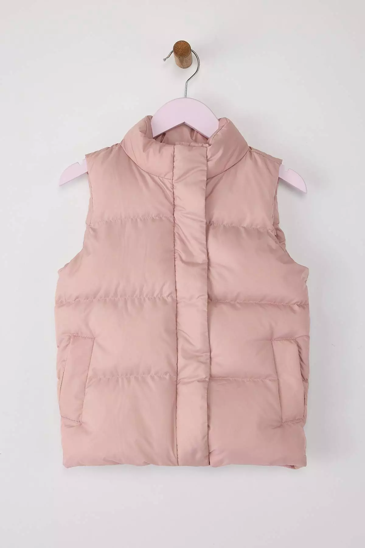 Pink Girl's Straight Stand Collar Regular Long Sleeve Vest Tkdaw26Ye00000