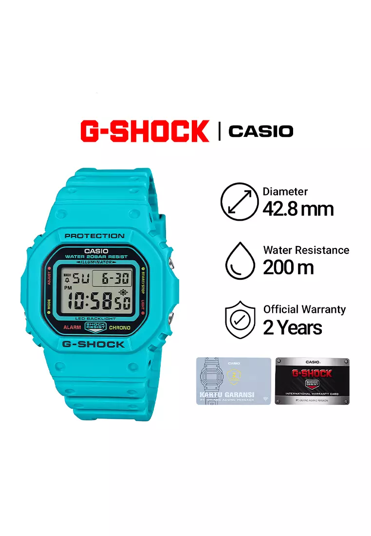 Casio G-Shock DW-5600EP-2D Light Blue Resin Band - Jam Tangan Digital Pria