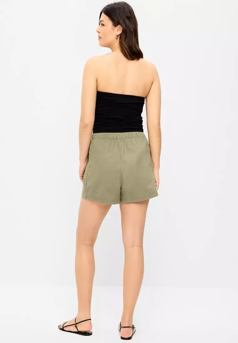 High-Waisted Pull-On Utility Shorts