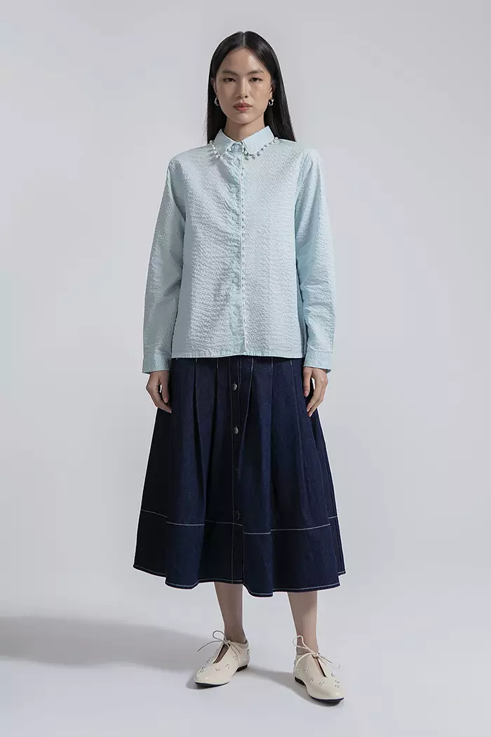 COTTONINK - Atasan Kemeja Wanita Light Blue Aude #FallWinter2025