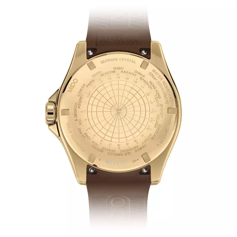 Jam Tangan Pria MIDO Ocean Star M026.629.37.291.00 Men GMT Black Dial Brown Rubber Strap