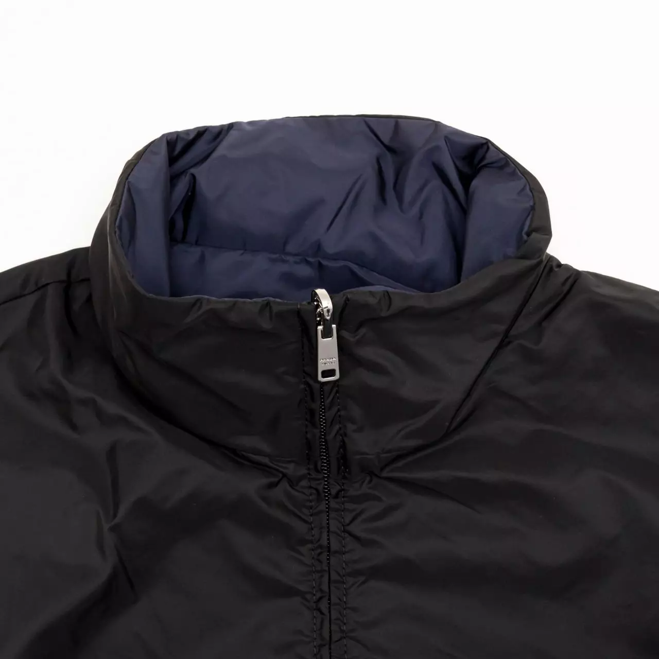 Re-Nylon Down Reversible Jacket with High Collar Black