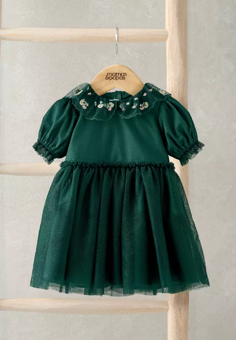 Deep Green Mesh Tulle Dress