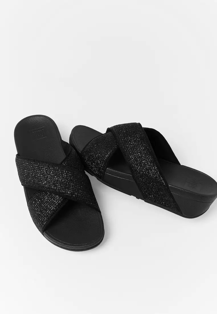 Lulu Crinkled-shimmer Cross Slides