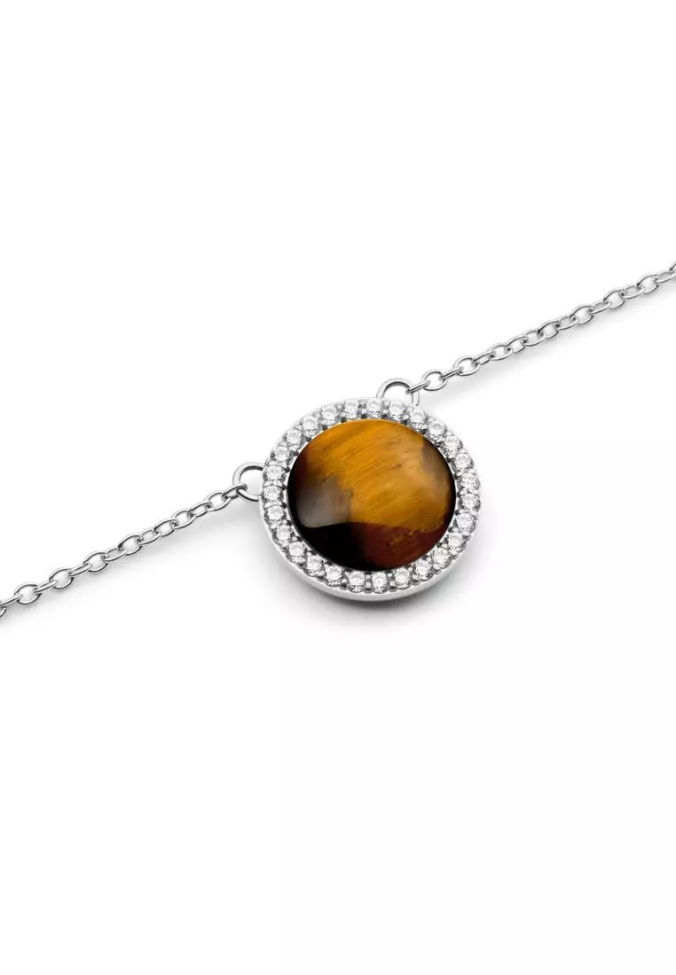 Audrey Necklace Tiger Eye Silver - Unisex Necklace for women and men stainless steel Necklace DW Official Authentic Original