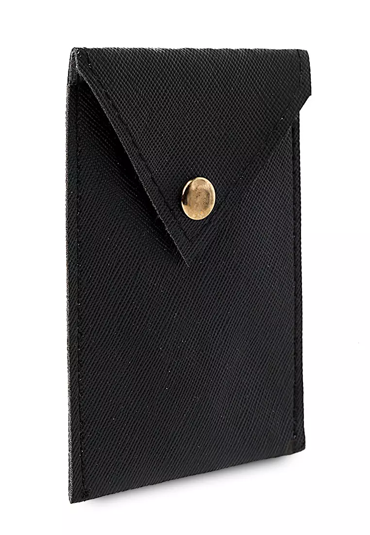 Manley Card Wallet Motif Polos Pengait Kancing Design Simple - Hitam