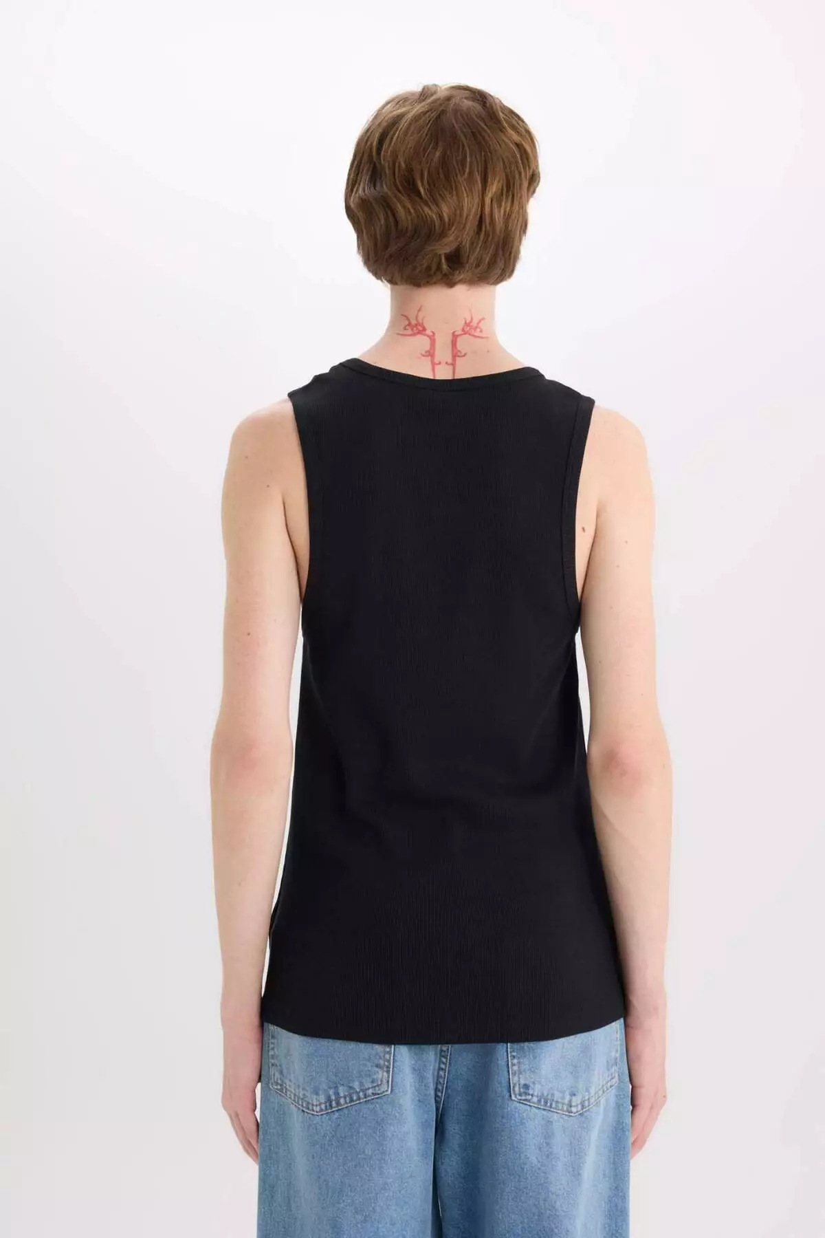 100% Cotton Fit Slim Fit Crew Neck Rib Tank Top E0446Ax25Sm