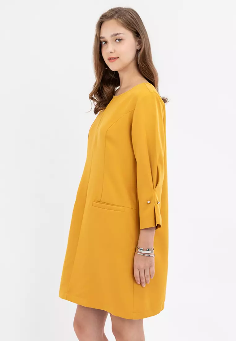Delma Tucked Sleeves Dress