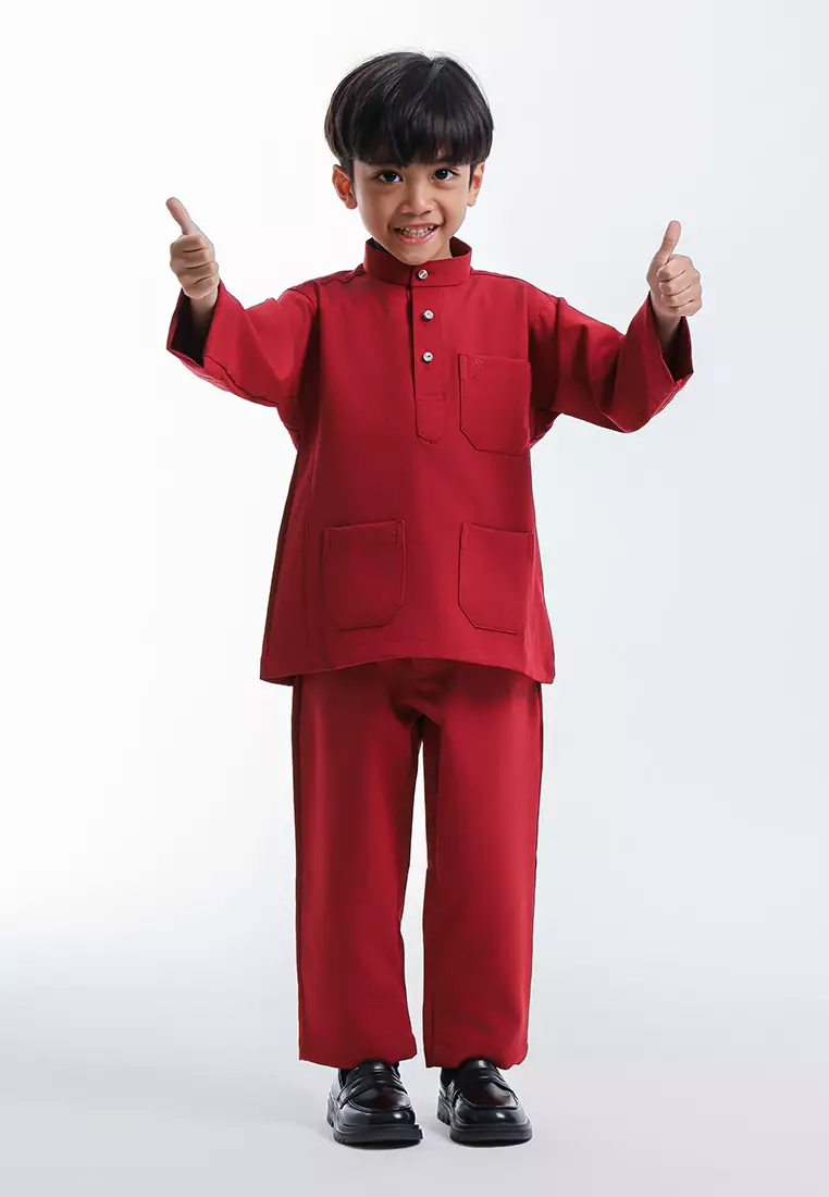 Alain Delon Baju Melayu Cekak Musang Budak - 19026501-75Red
