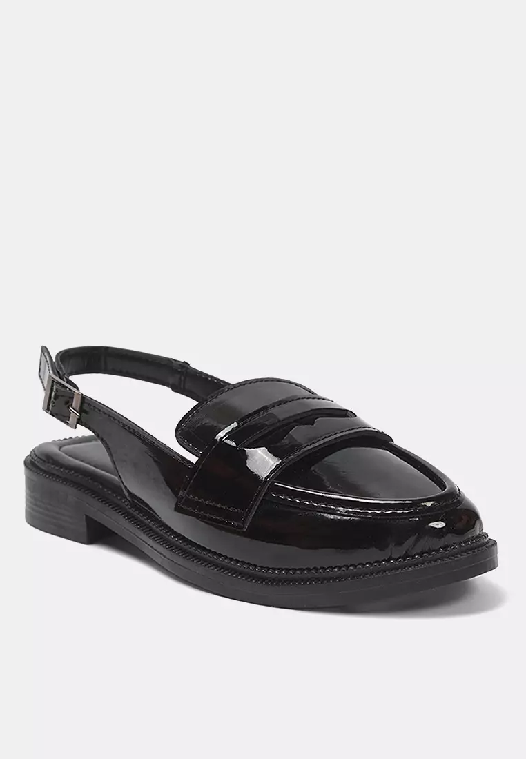 Patent Leather Open Back Loafers