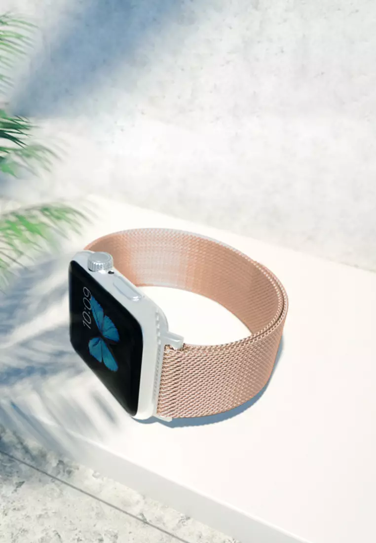Tali Jam Mesh Strap Apple Watch Strap Jam Tangan Wanita/Pria 42/44/45mm rose gold
