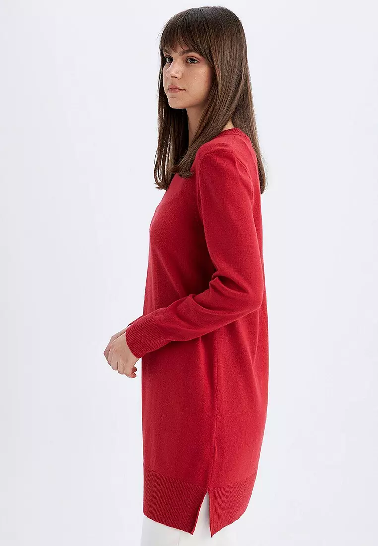 Modest Crew Neck Knit Tunic Top