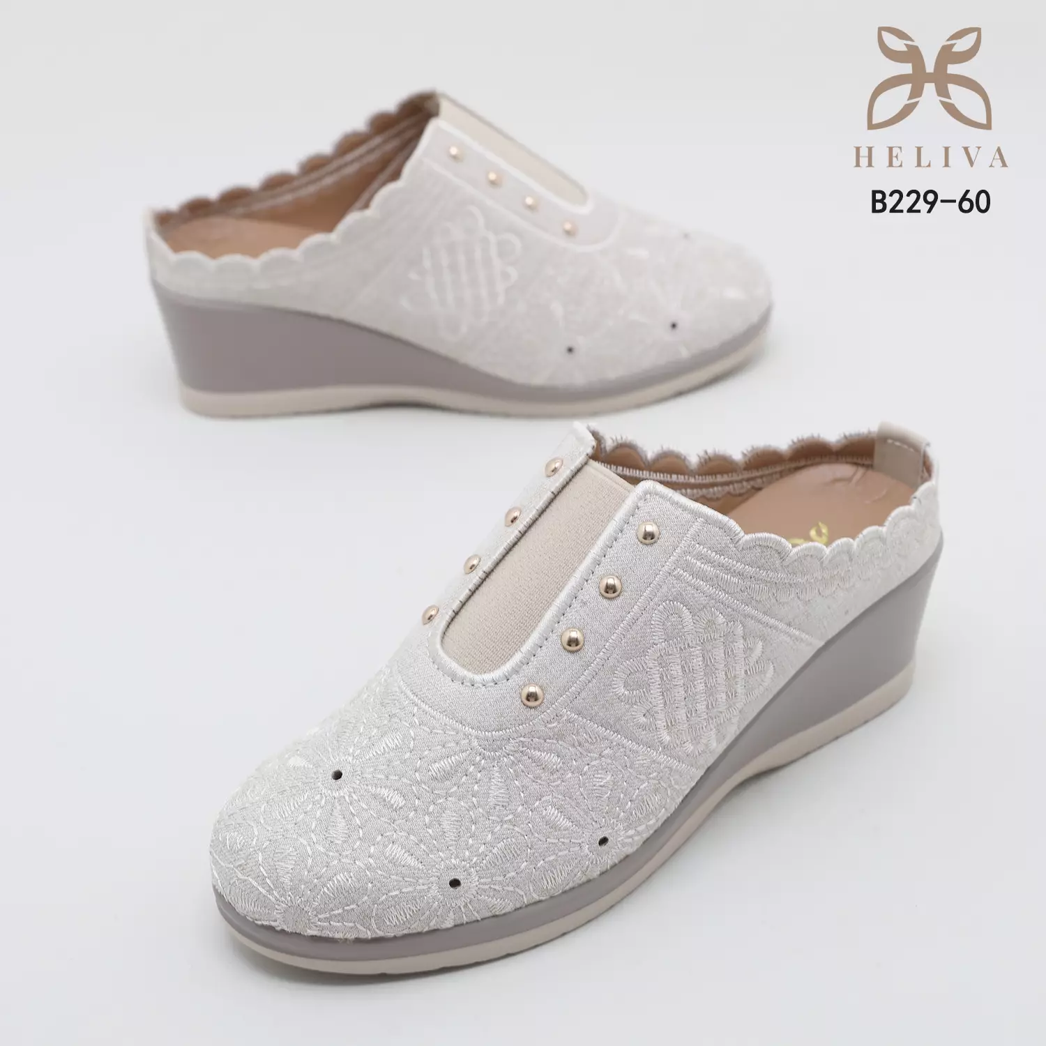 Heliva Jenaya Wedges Shoes Ladies Casual Knitted Flower Pattern