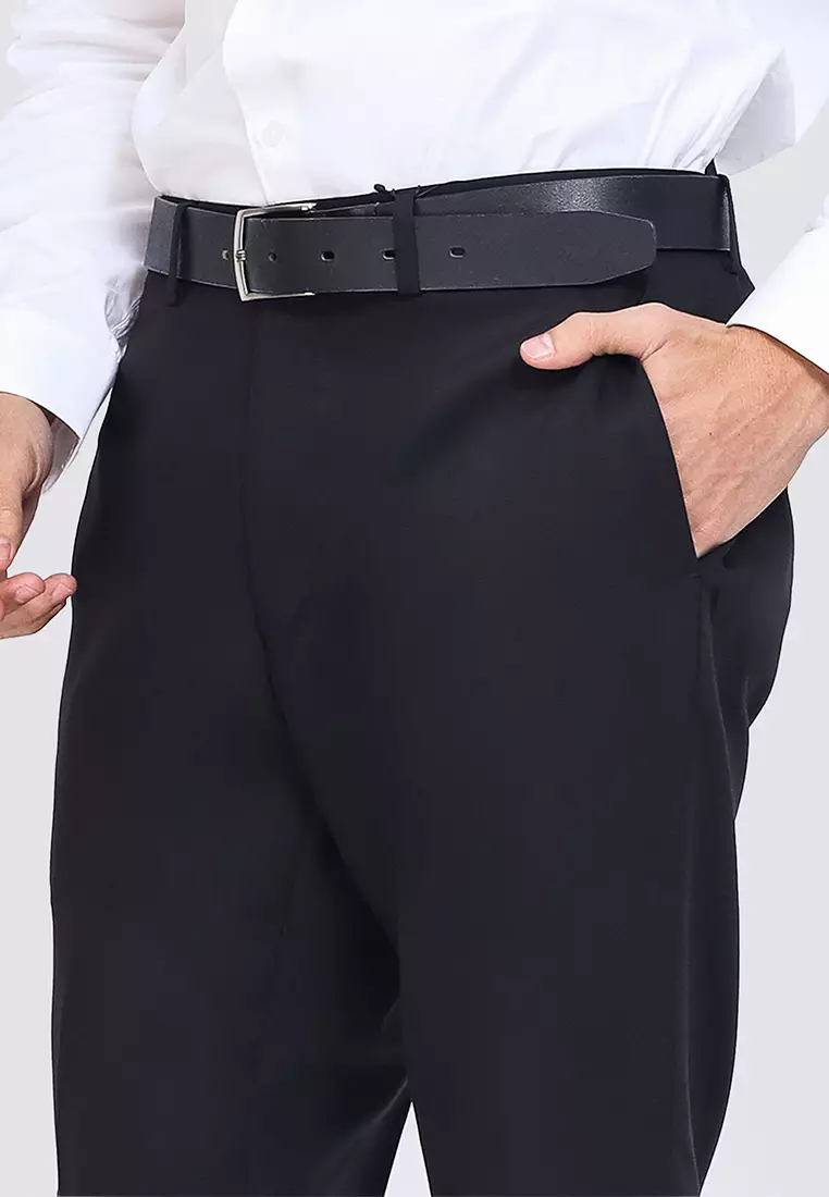 Solid Slim Fit Stretch Trousers