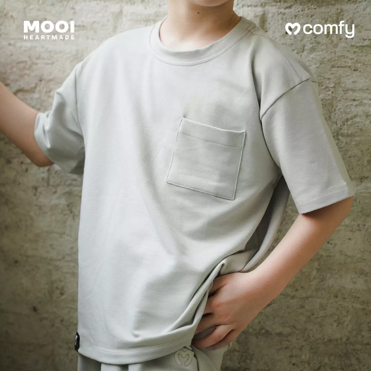 Mooi Kaos Anak Pocket Unisex Comfy Oversized T-Shirt Pocket Kids - Sky Blue