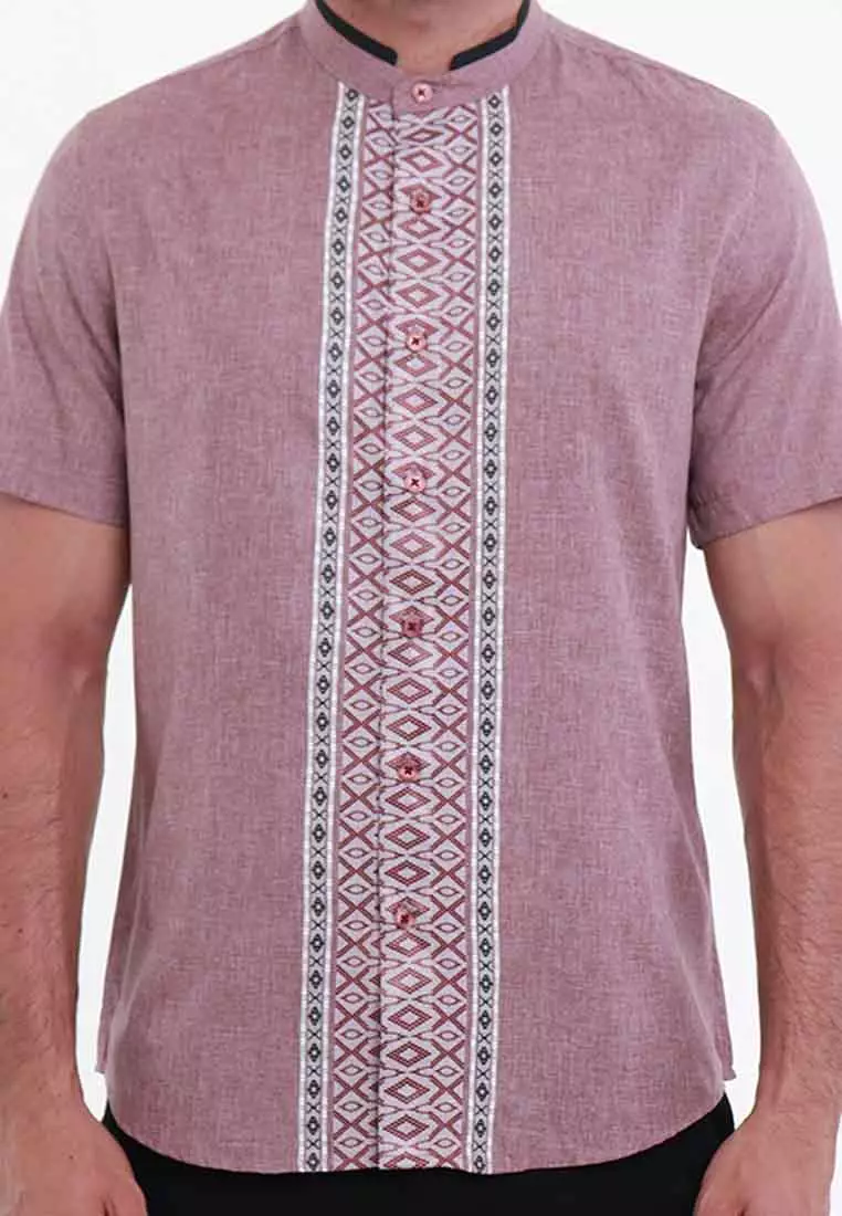 MAGINOT ALZAM MAROON Koko Slim Fit Lengan Pendek